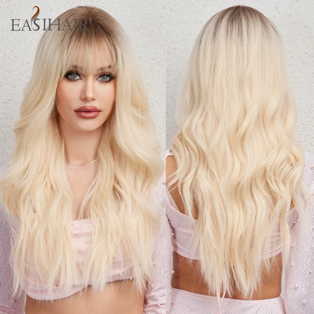 Sandy Blond Wavy Synthetic Wigs