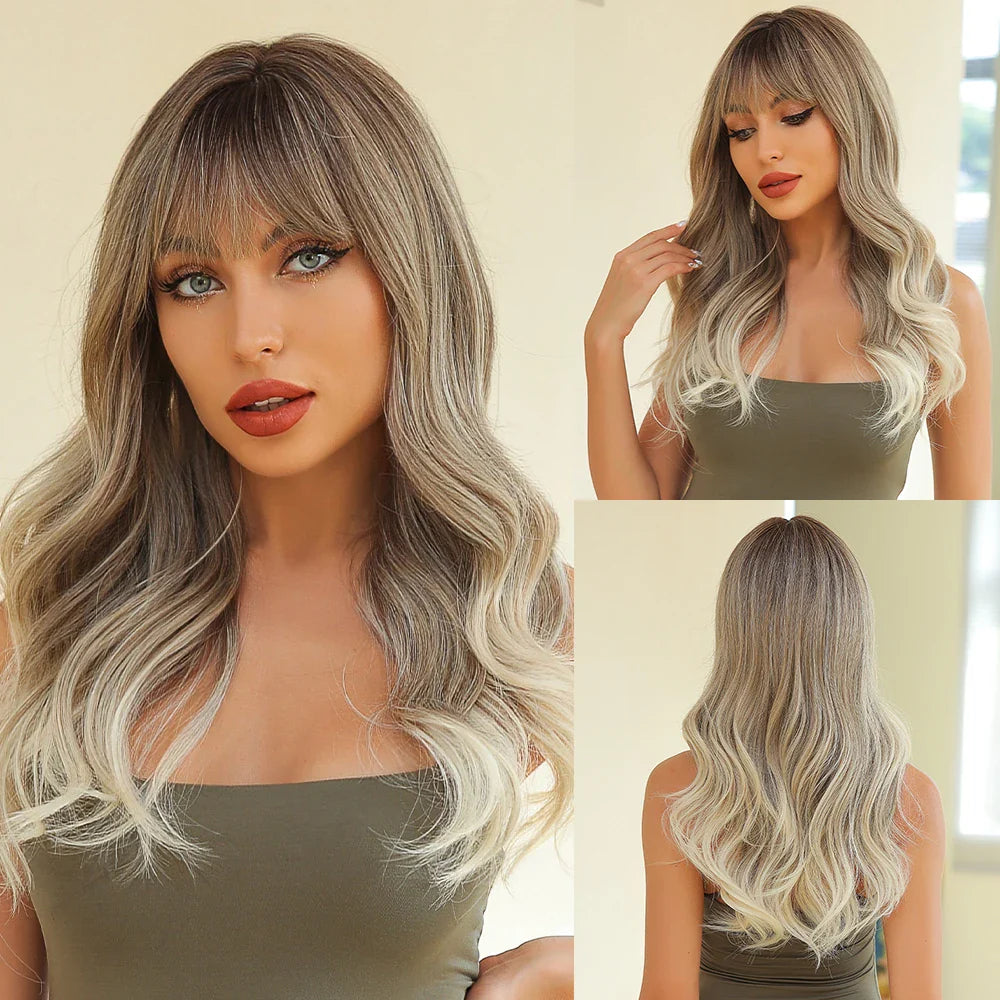 Brown Highlight Synthetic Wigs