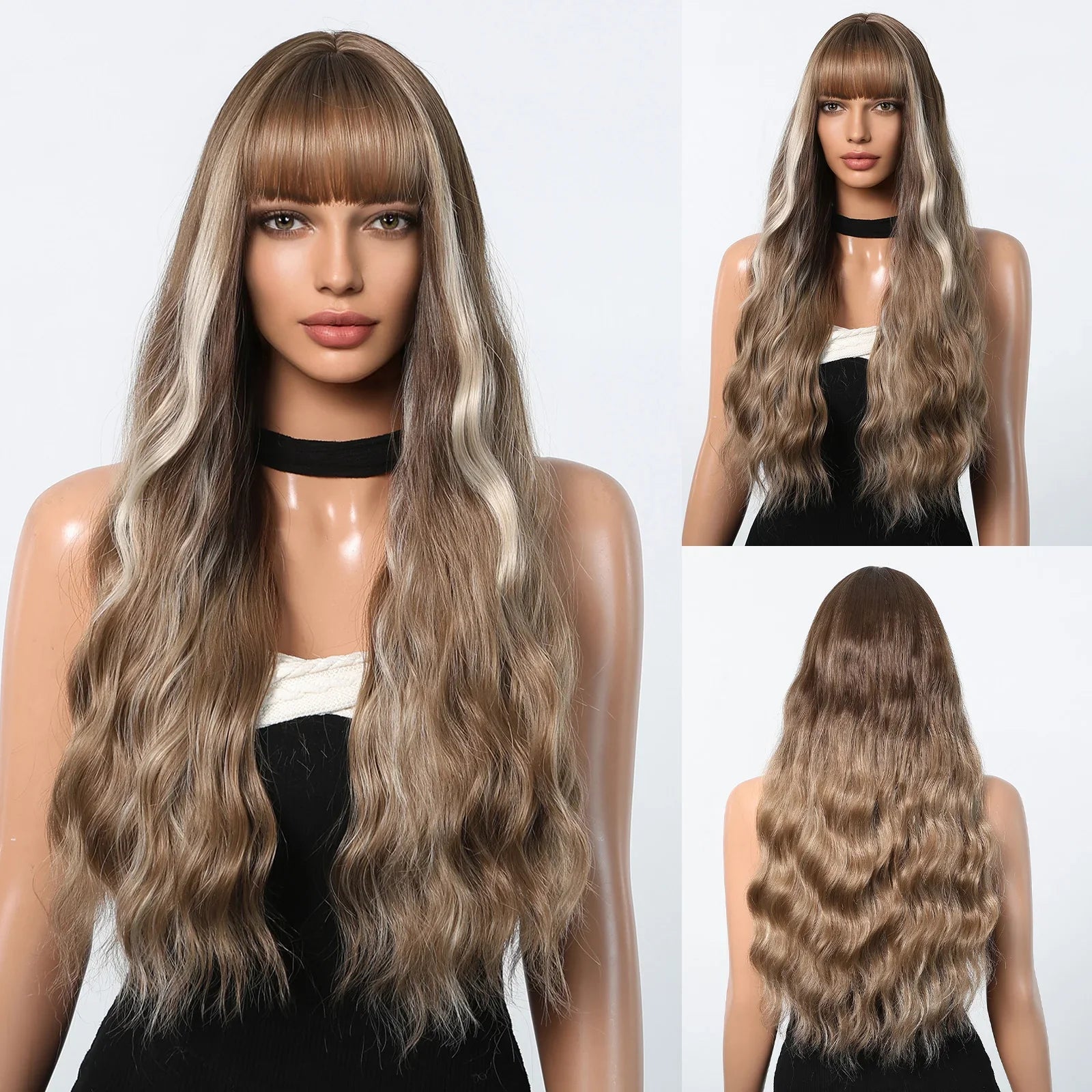 Copper Ginger Long Wavy Synthetic Wigs