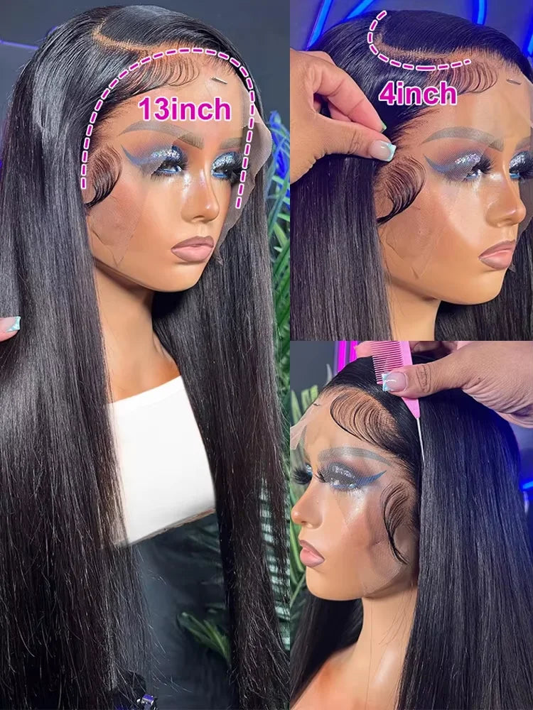 HD Transparent Bone Straight Lace Front Wigs