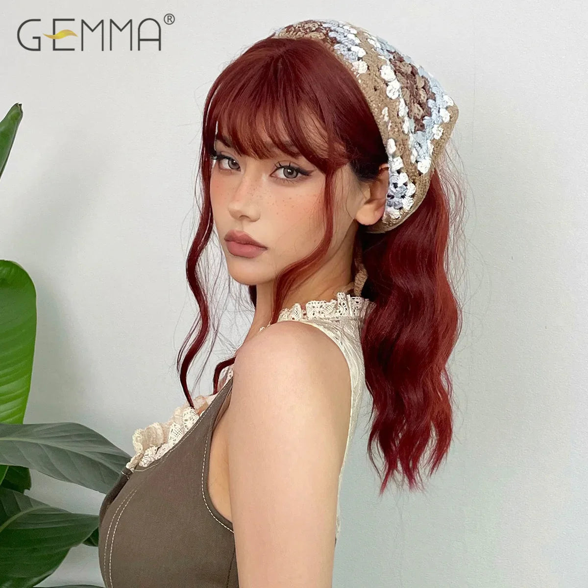 Red Brown Curly Wig