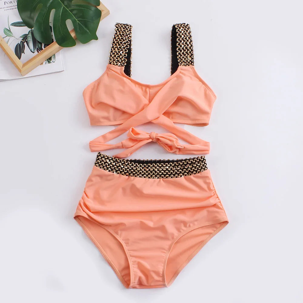 Cross High Waist Bikinis