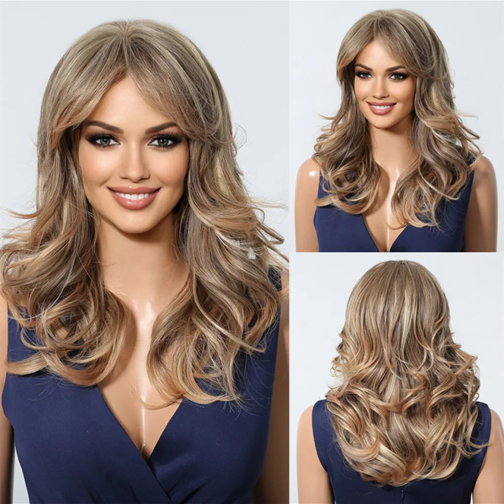 Brown Highlight Synthetic Wigs