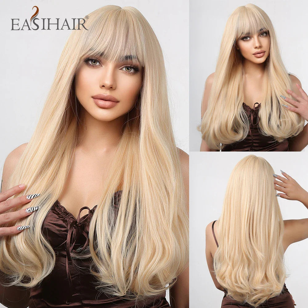 Sandy Blond Wavy Synthetic Wigs