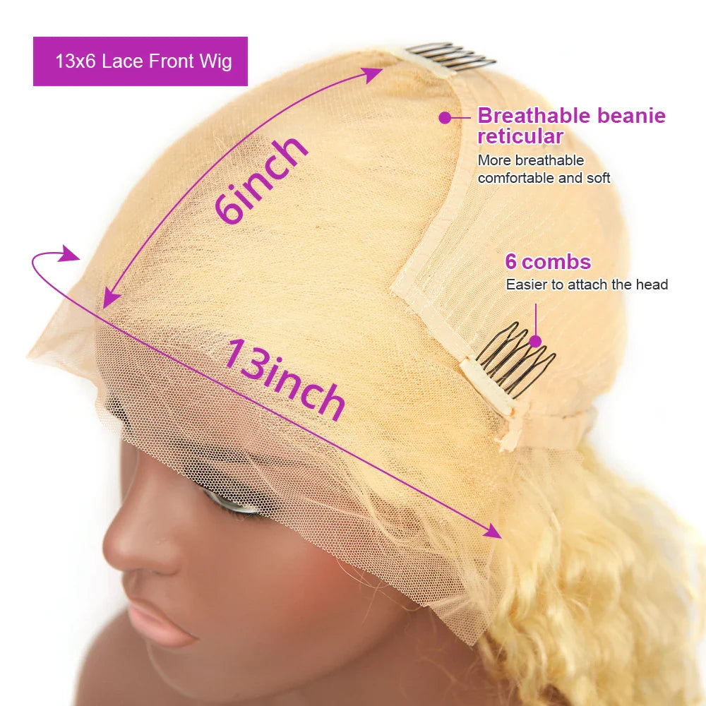 Honey Blonde Curly Human Hair Wigs