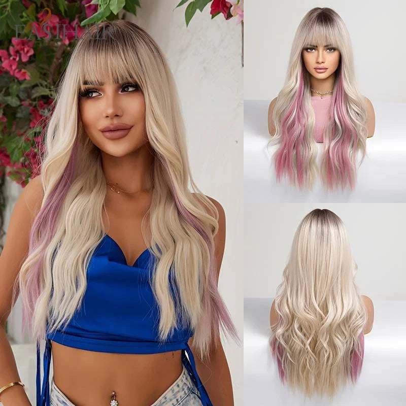 Sandy Blond Wavy Synthetic Wigs
