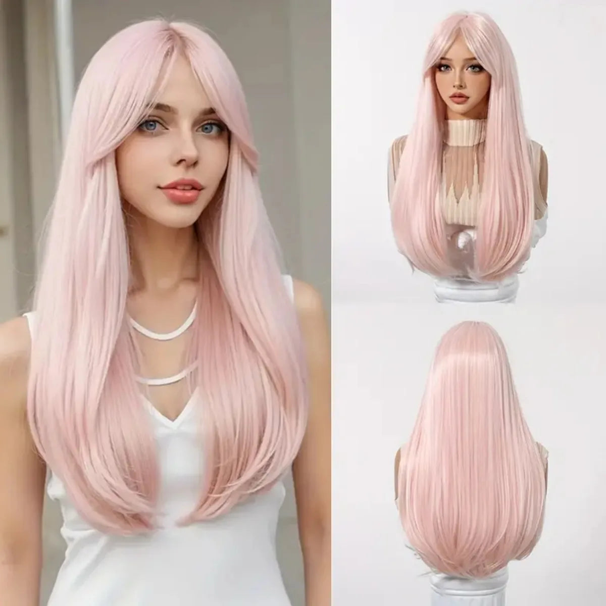 Straight Dark Brown Synthetic Wigs