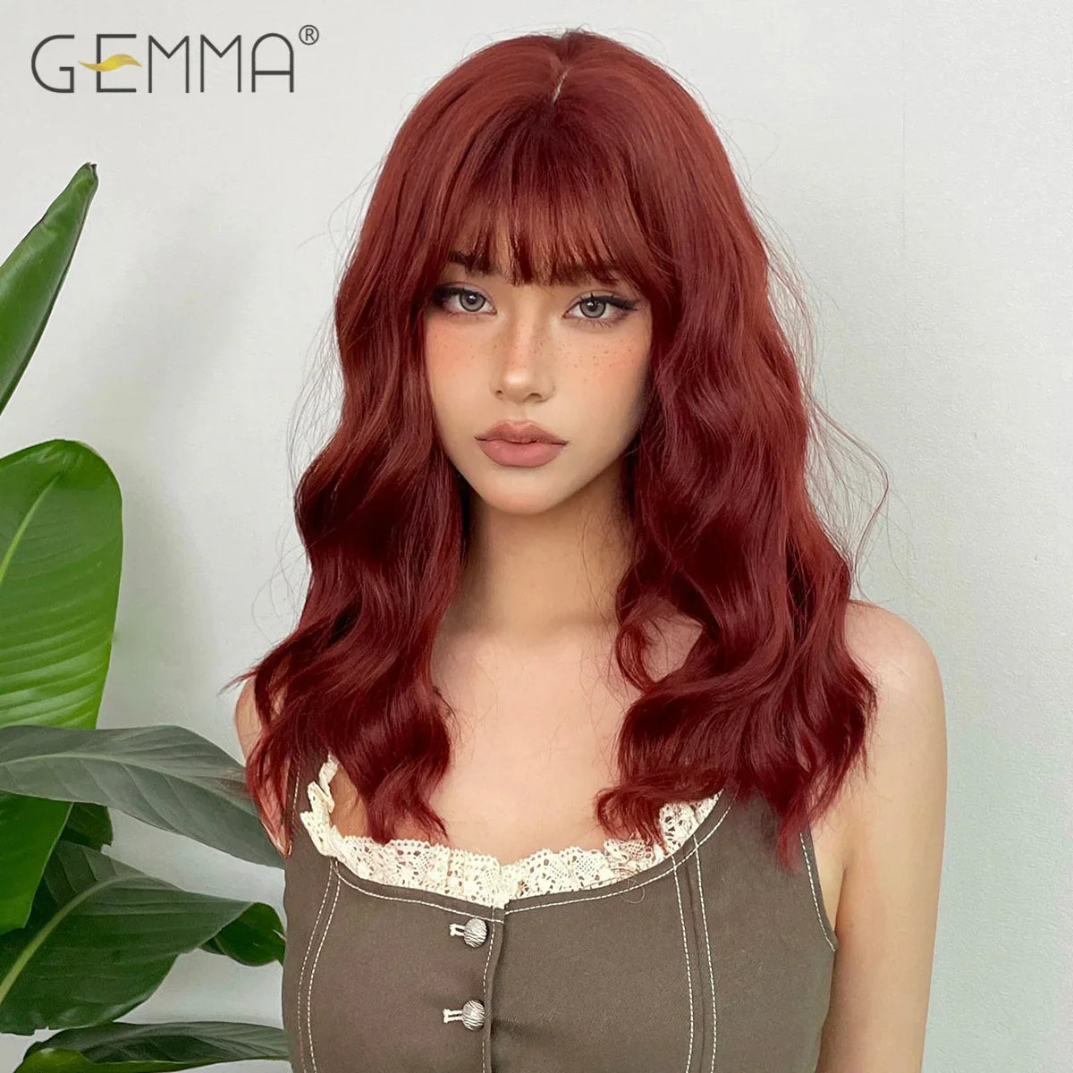 Red Brown Curly Wig