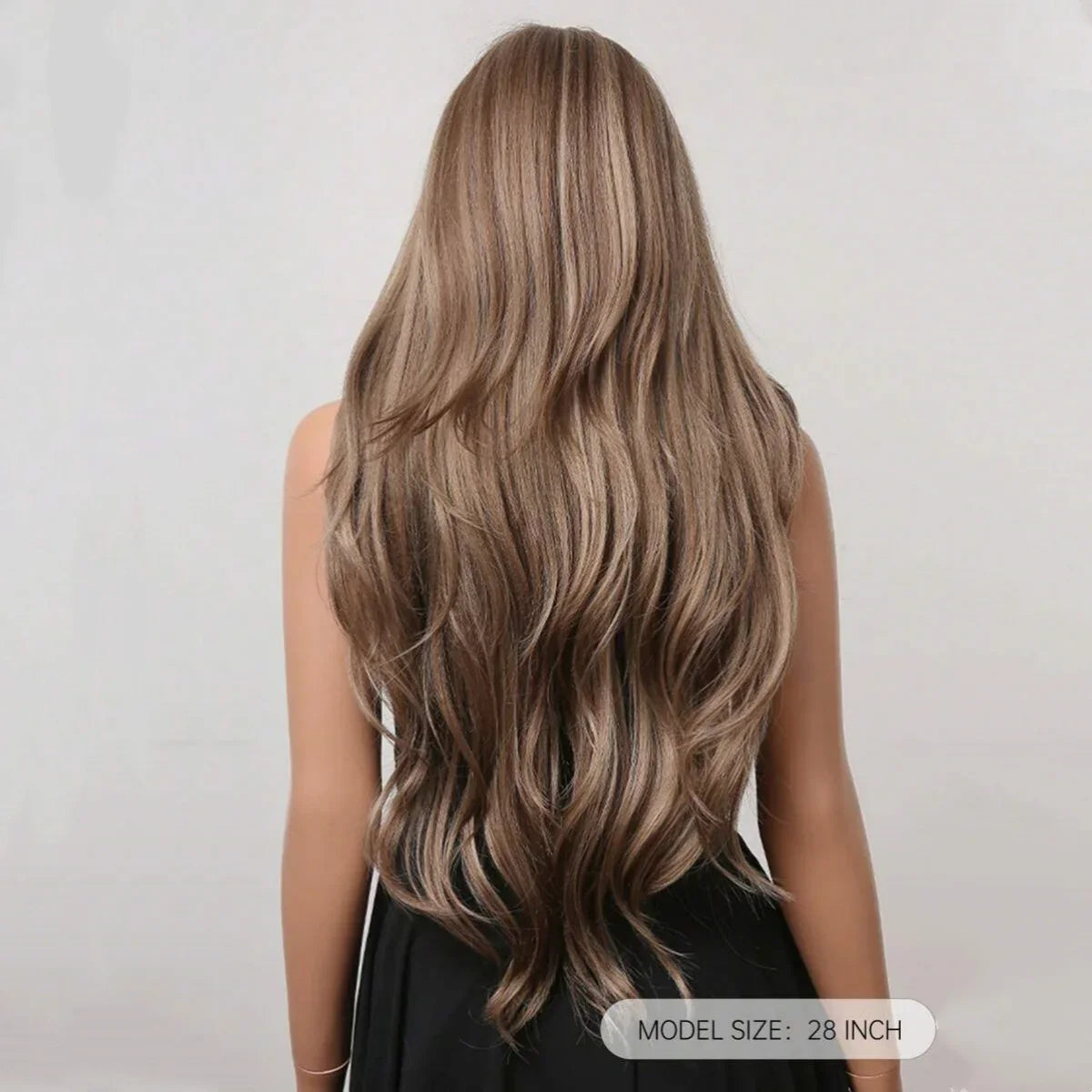 28 Inch Long Curly Ombre Brown Hair Wigs