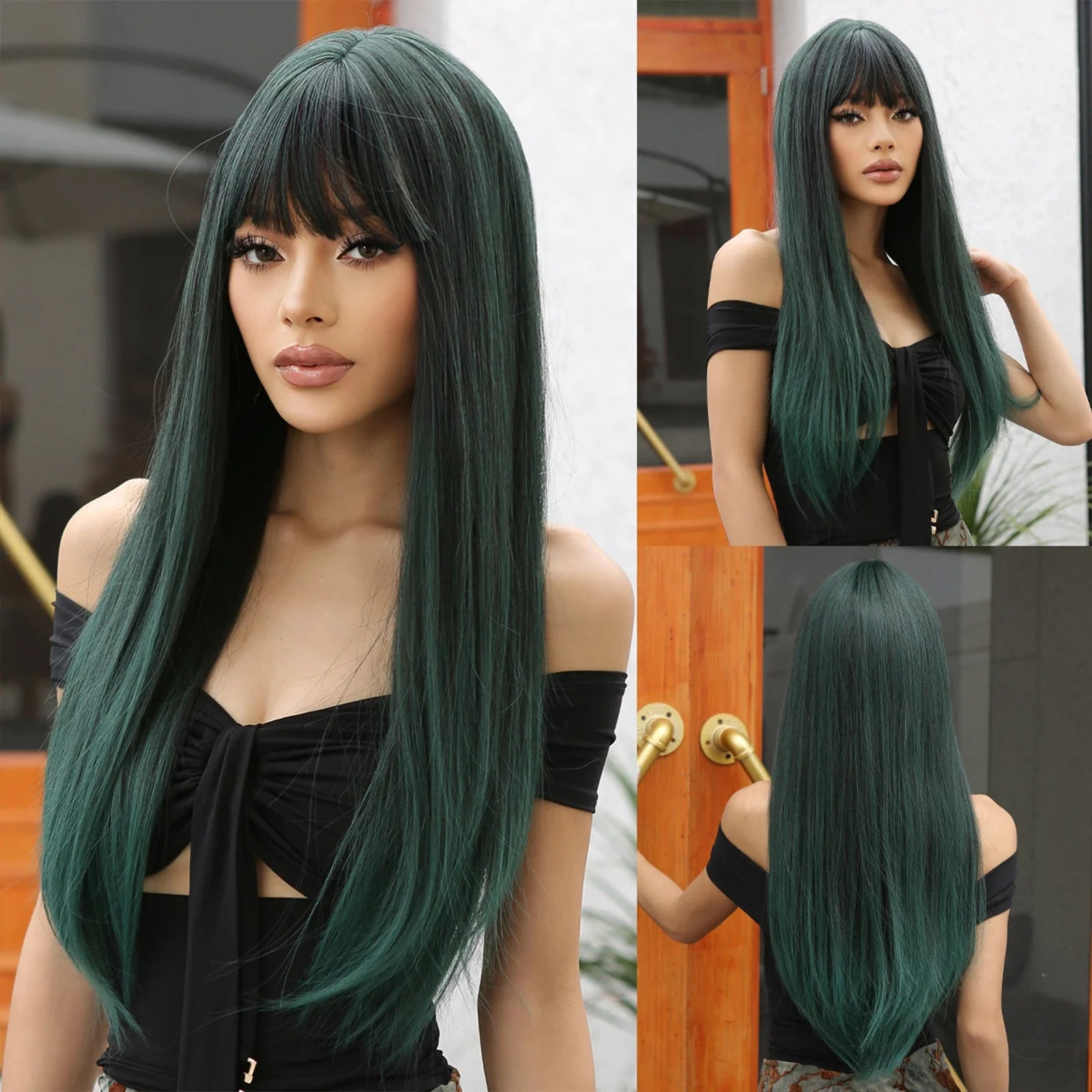 Synthetic Blonde Gray Long Straight Layered Wig