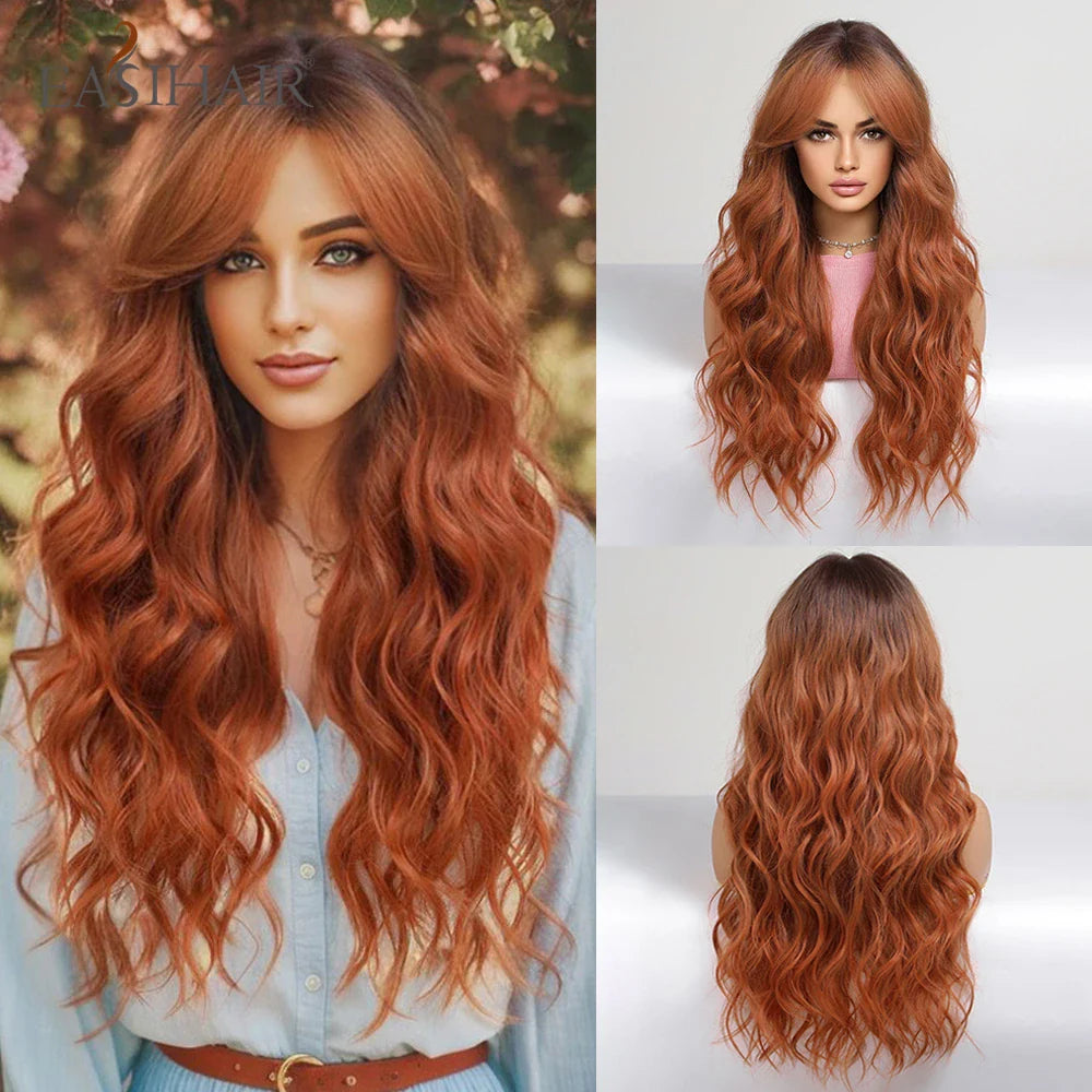 Blonde Golden Long Straight Synthetic Wigs