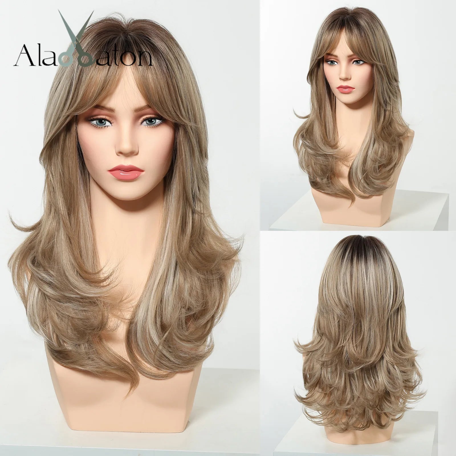 Brown Highlight Synthetic Wigs