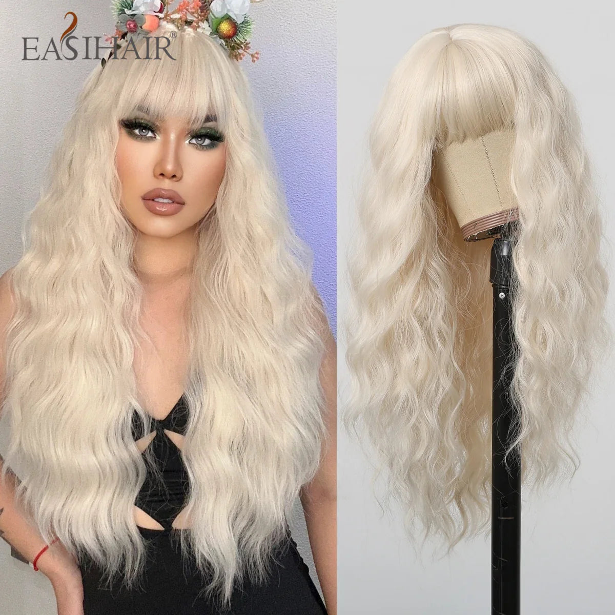Sandy Blond Wavy Synthetic Wigs