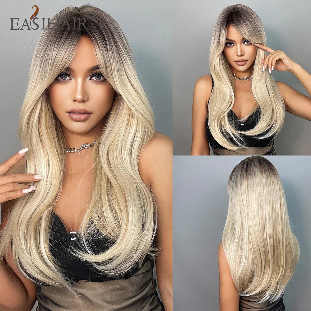 Straight Dark Brown Synthetic Wigs