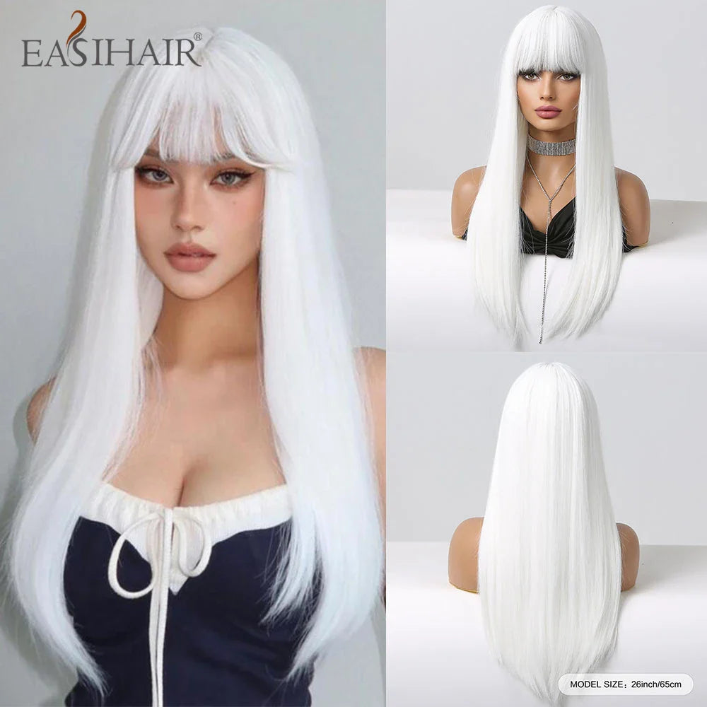 Blonde Golden Long Straight Synthetic Wigs