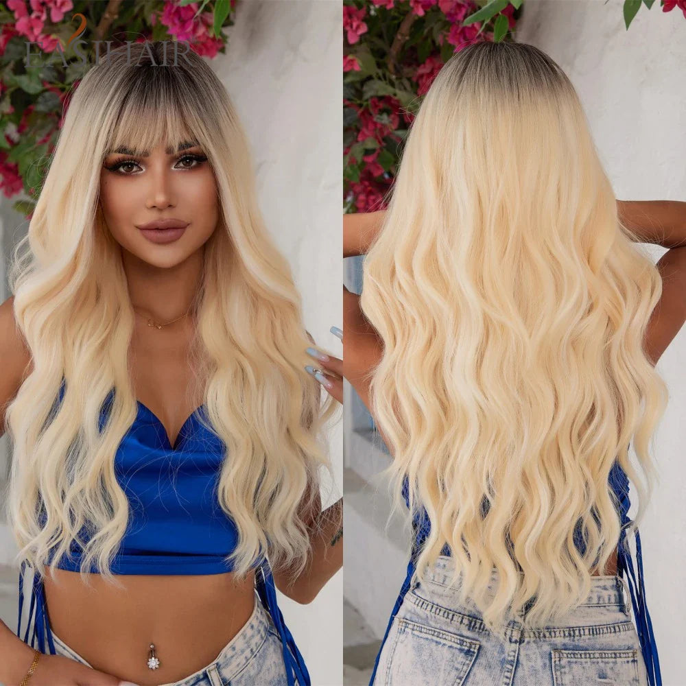Sandy Blond Wavy Synthetic Wigs