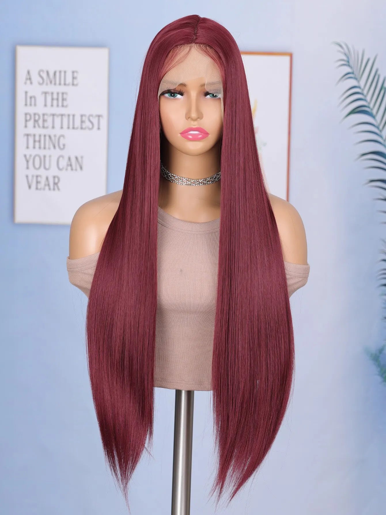 24 Inch Straight Lace Front Black Color Synthetic Hair Wigs