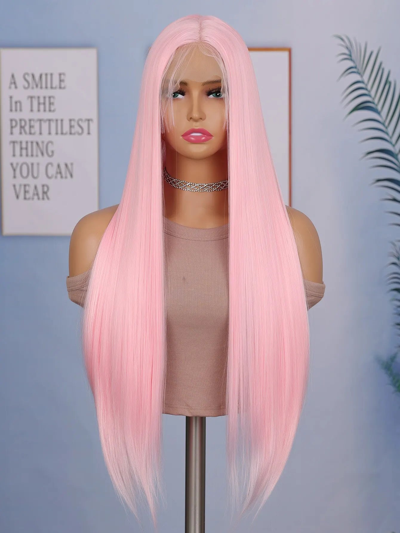 24 Inch Straight Lace Front Black Color Synthetic Hair Wigs