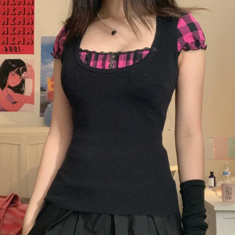 Kawaii Patchwork Women T-shirt