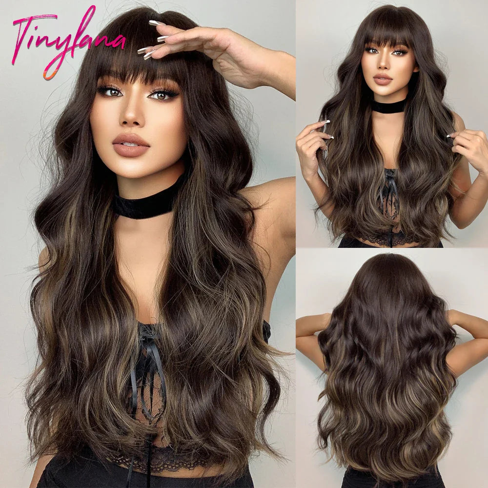 Super Long Curly Chocolate Brown Synthetic Hair Wigs