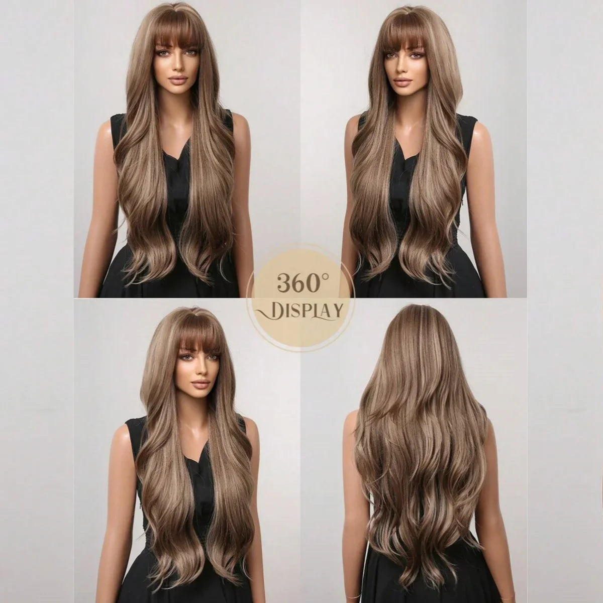 28 Inch Long Curly Ombre Brown Hair Wigs