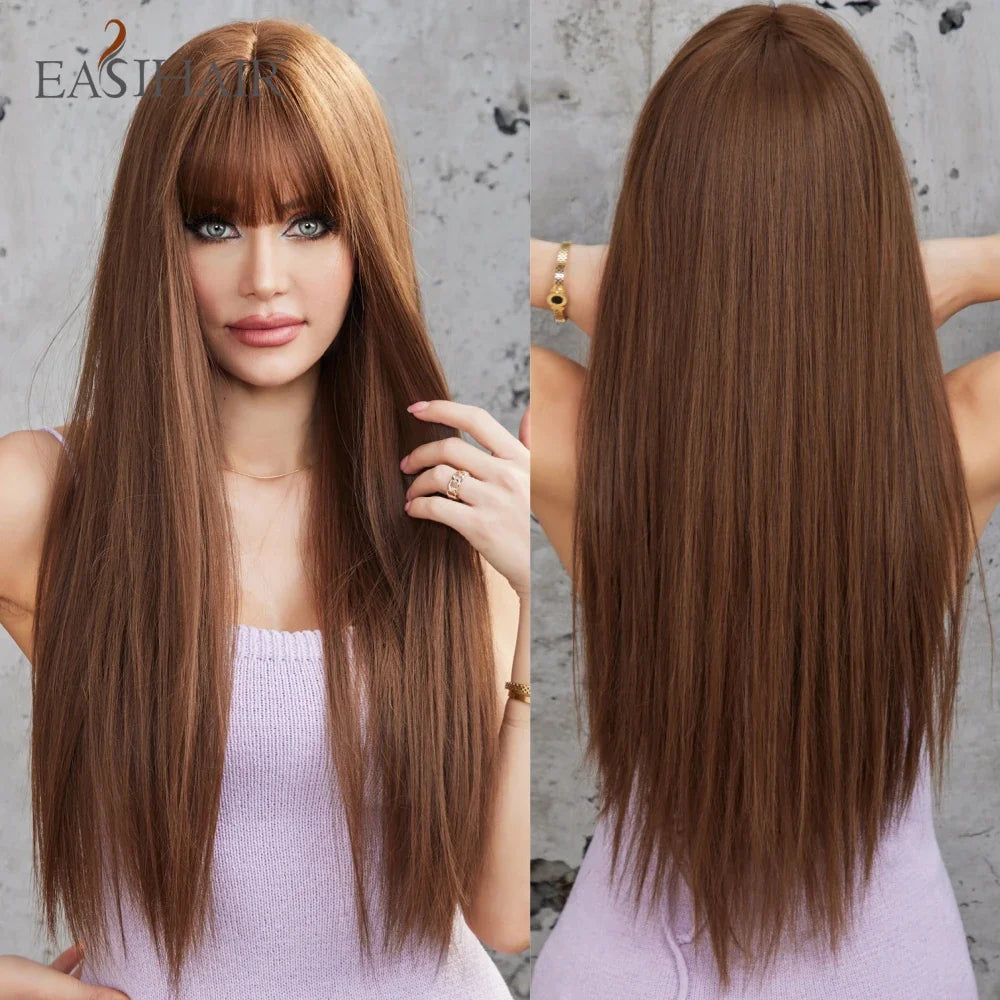 Blonde Golden Long Straight Synthetic Wigs