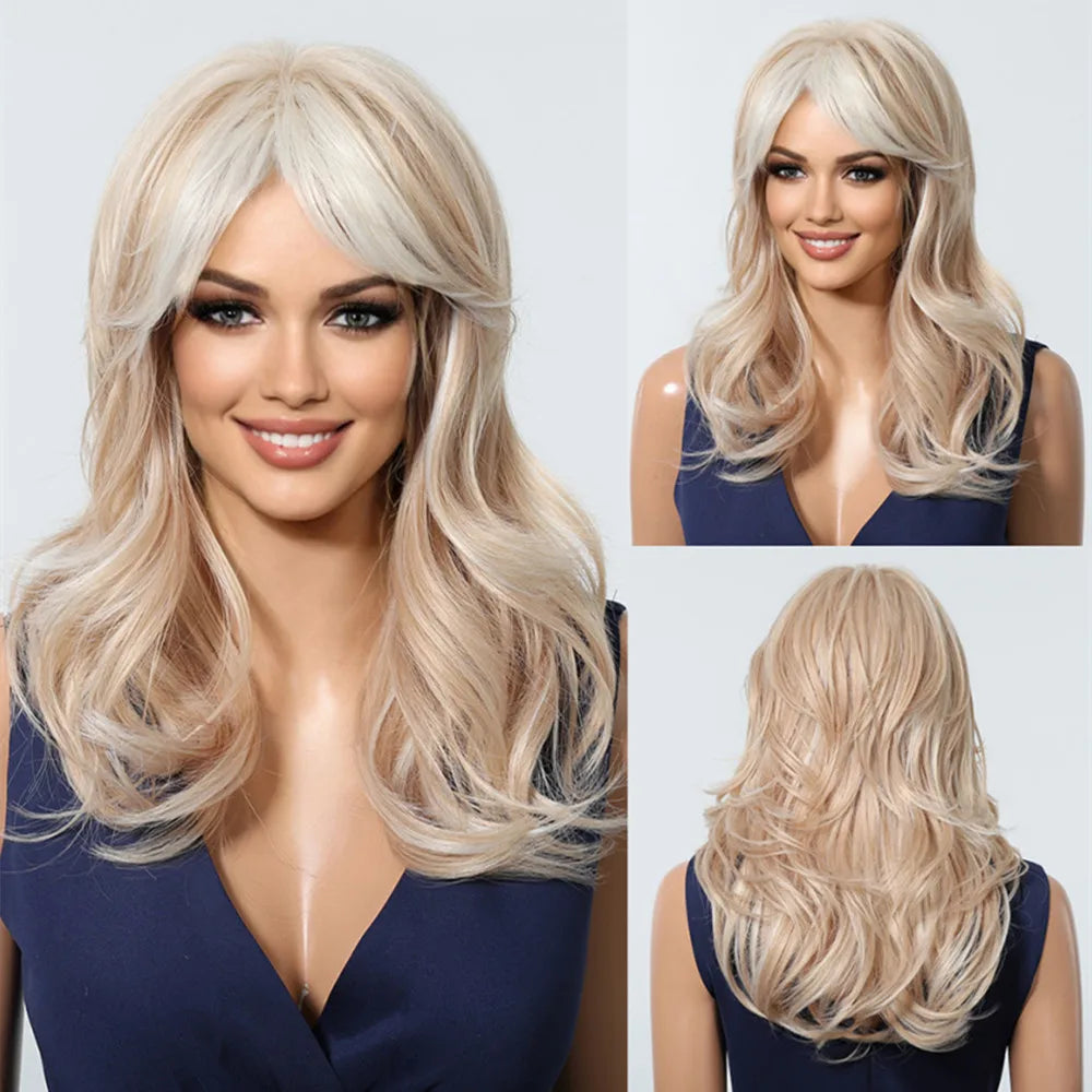 Brown Highlight Synthetic Wigs