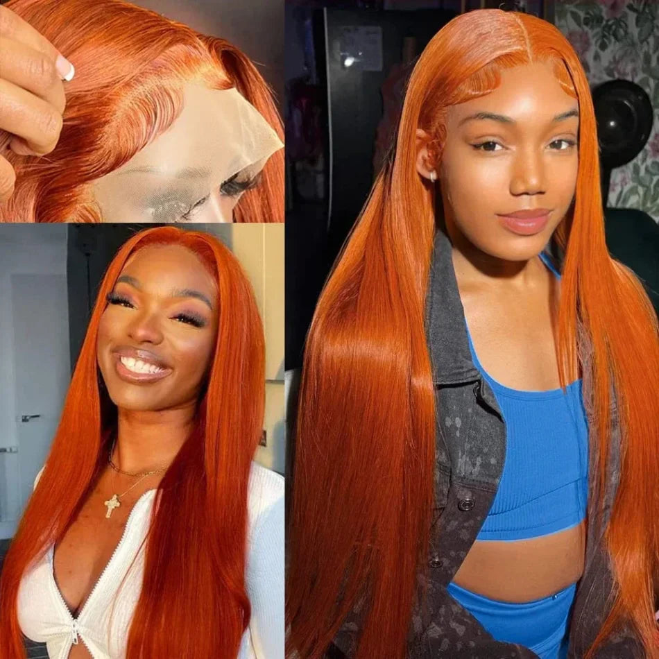 Straight Ginger Orange Human Hair Wig
