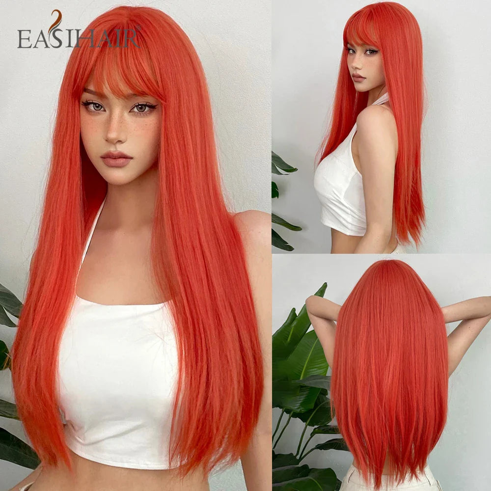Blonde Golden Long Straight Synthetic Wigs