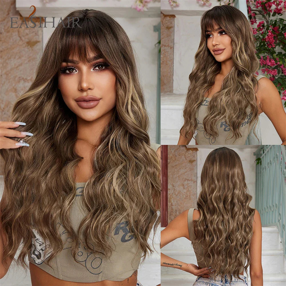 Sandy Blond Wavy Synthetic Wigs