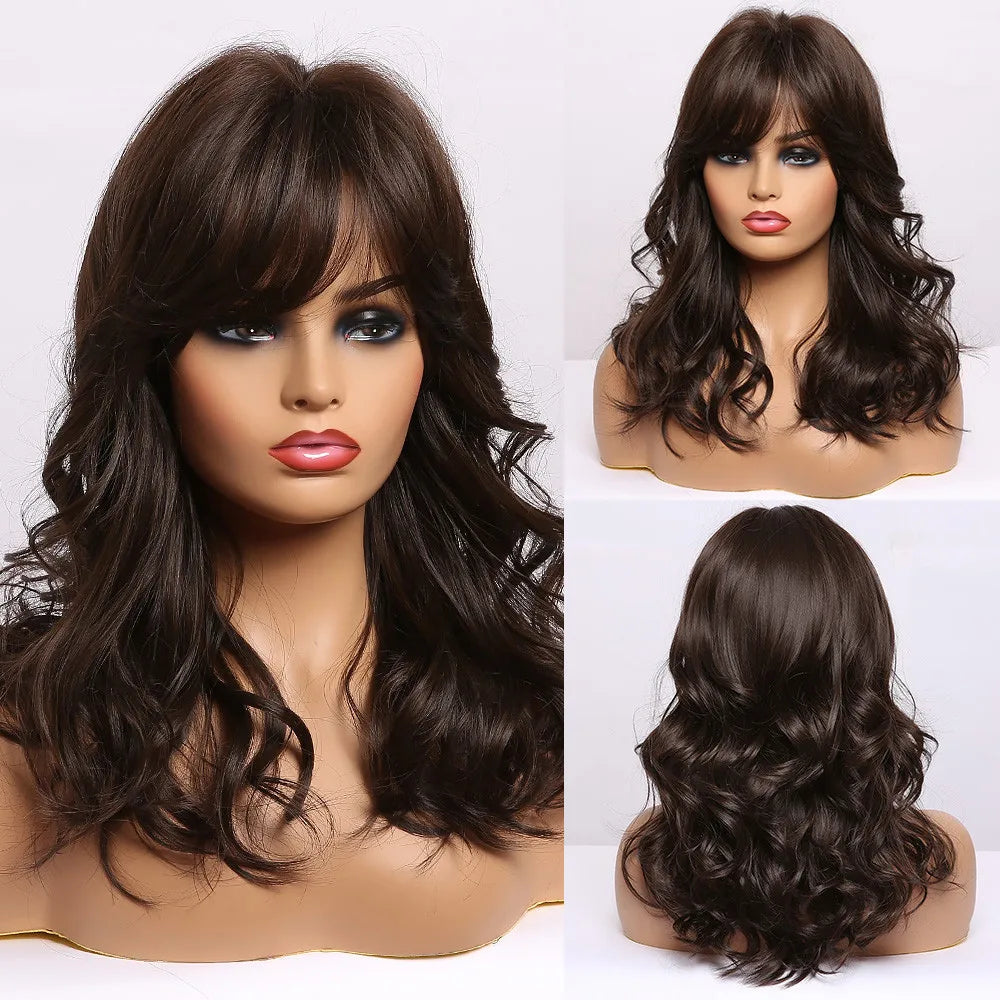 Brown Highlight Synthetic Wigs