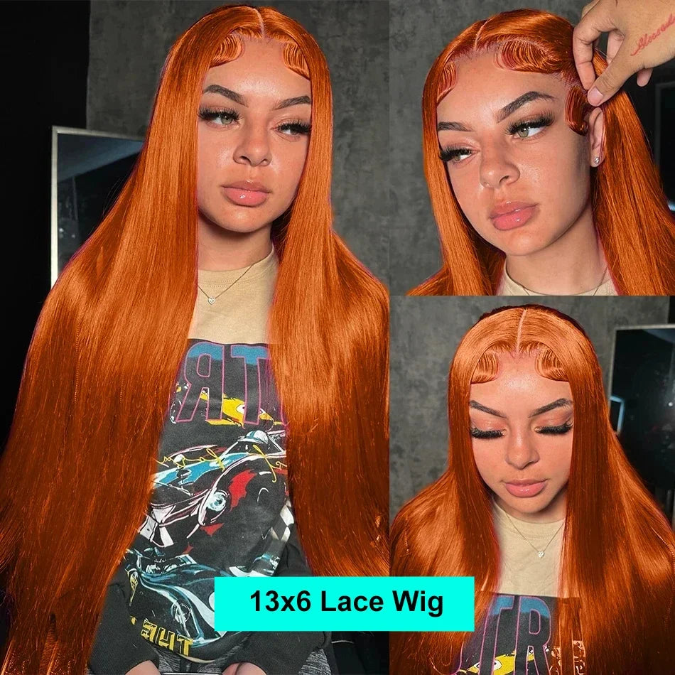 Straight Ginger Orange Human Hair Wig