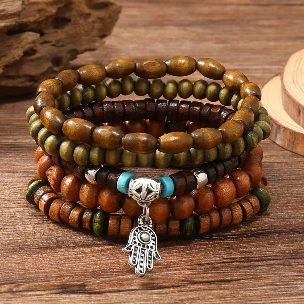 Cross Life Tree Vintage Bronze Ethnic Beads Bracelets