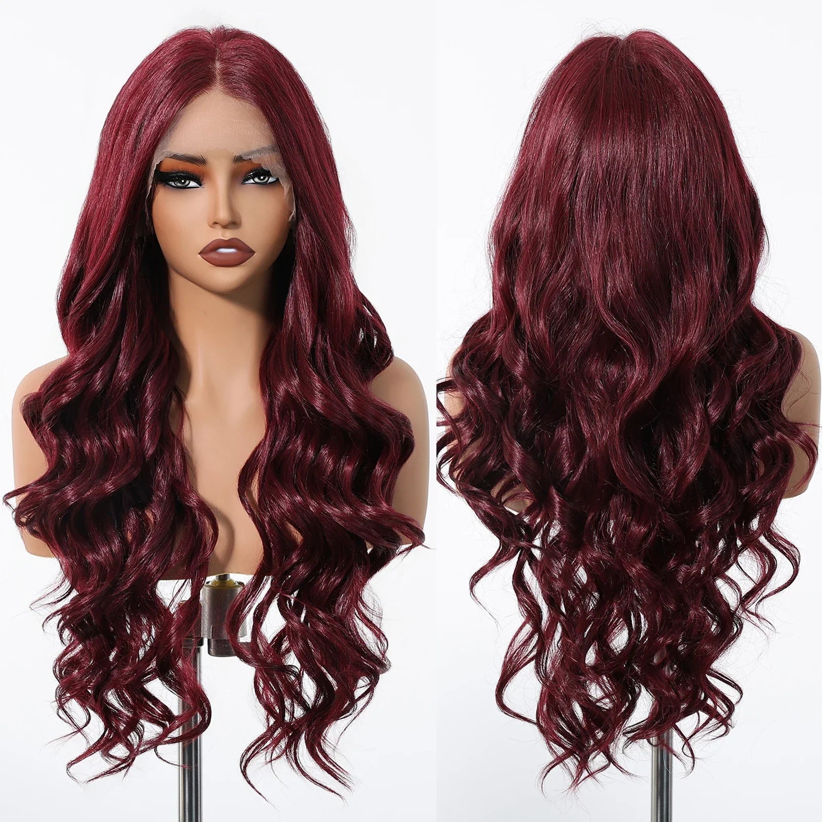 13*6 Lace Frontal Wig Synthetic Hair Blonde Mixed Brown Wig