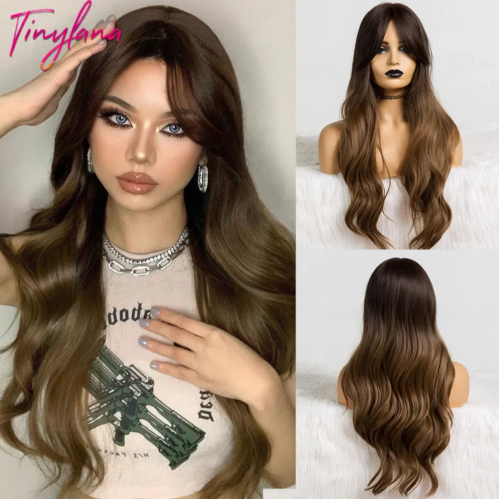 Super Long Curly Chocolate Brown Synthetic Hair Wigs