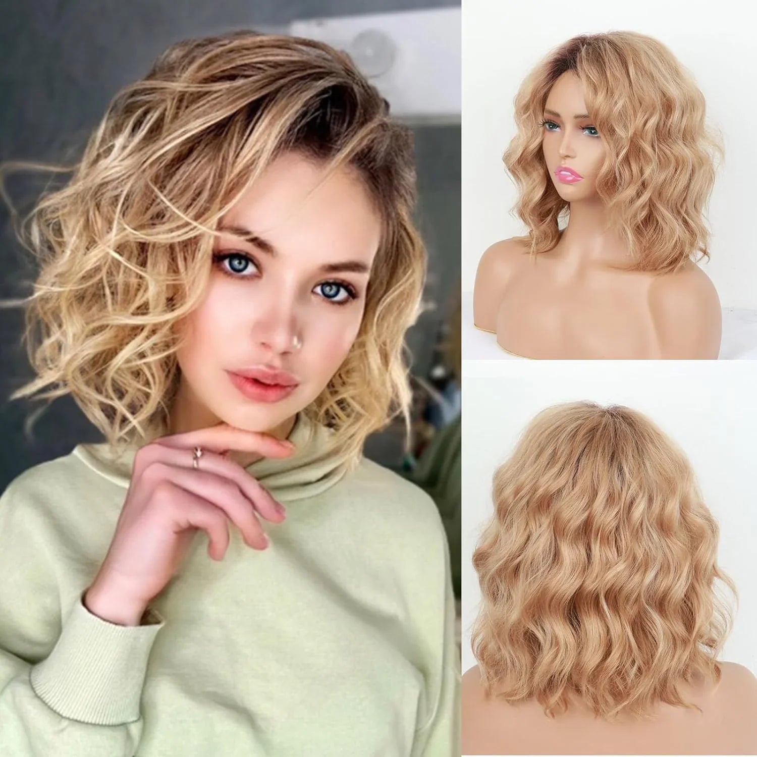Short Layered Blonde Bob Wig