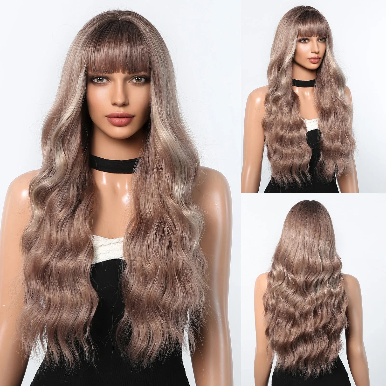 Copper Ginger Long Wavy Synthetic Wigs