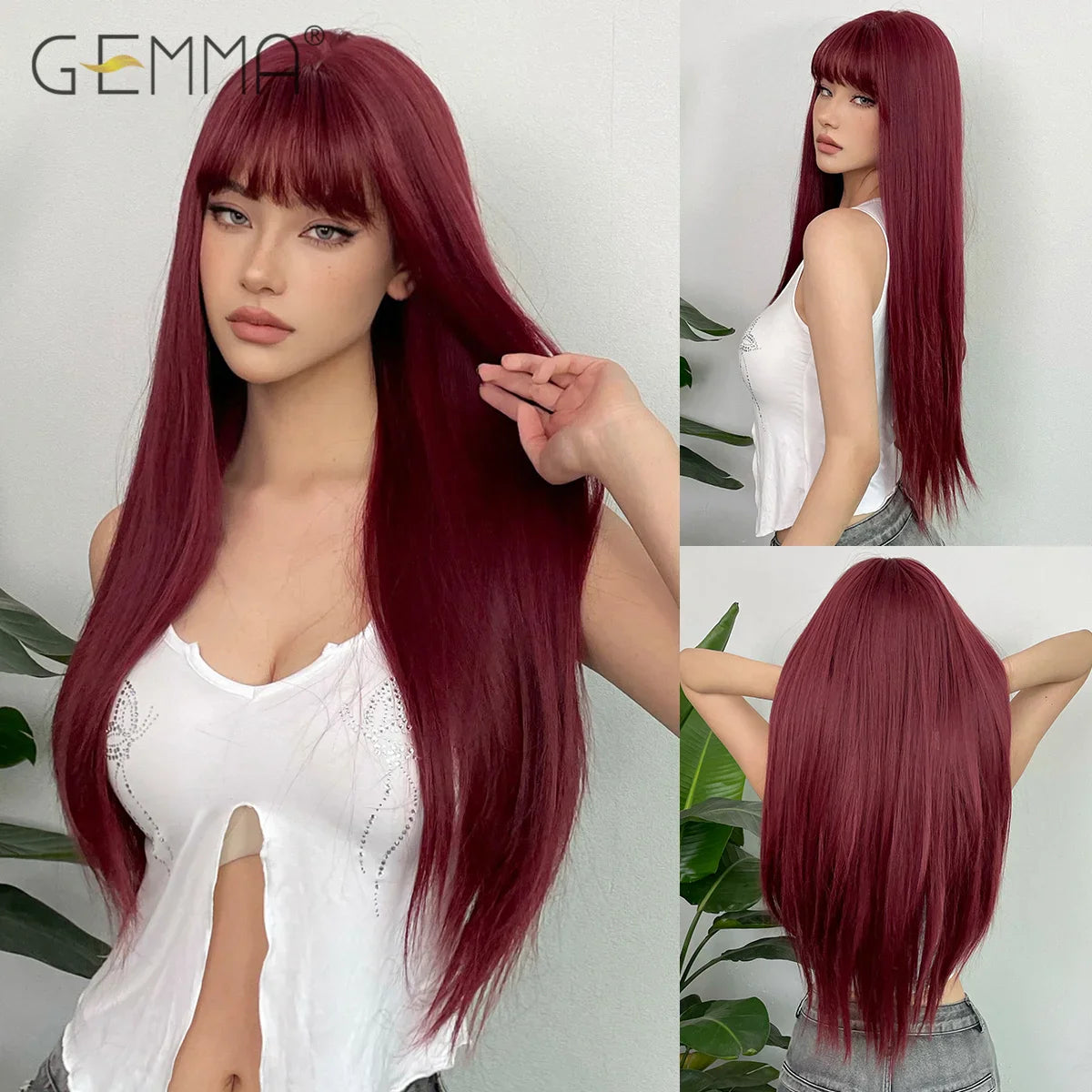 Synthetic Blonde Gray Long Straight Layered Wig