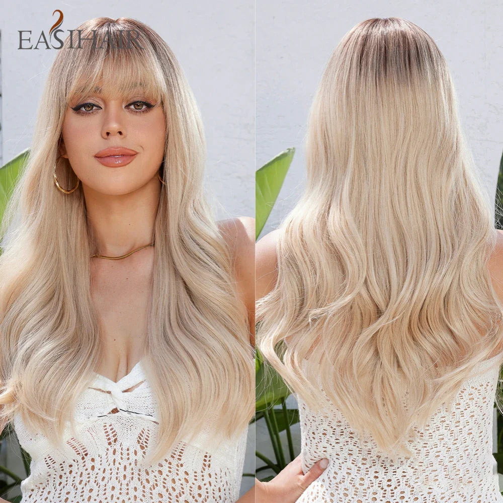 Sandy Blond Wavy Synthetic Wigs