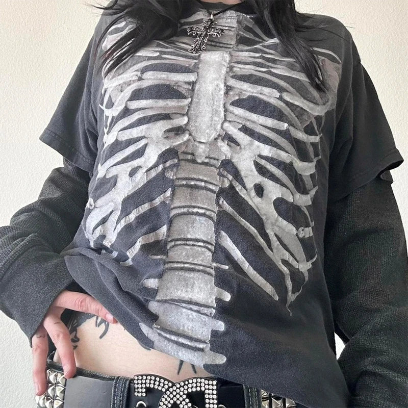 Cross Cyber Goth Patchwork E-girl Tees