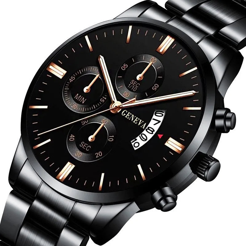 Leisure Black Stainless Steel Watch