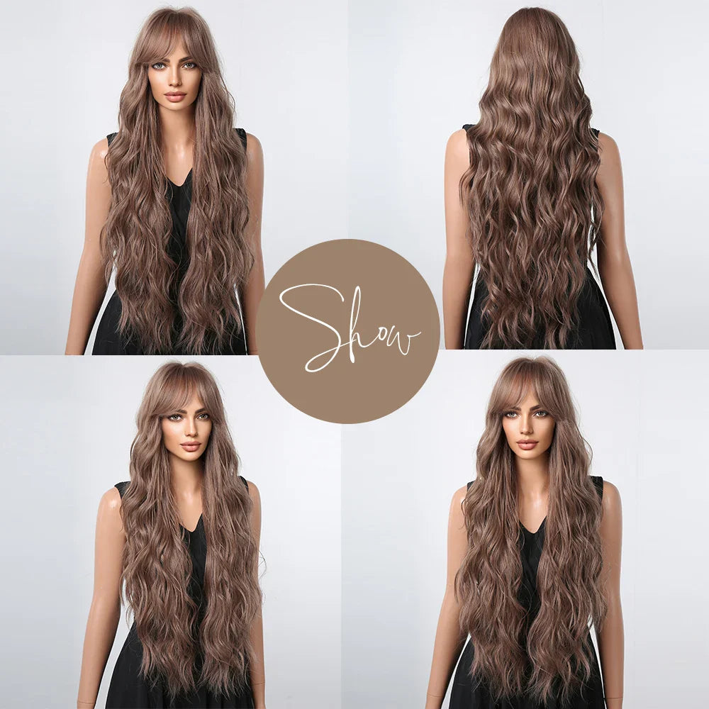 Super Long Curly Chocolate Brown Synthetic Hair Wigs