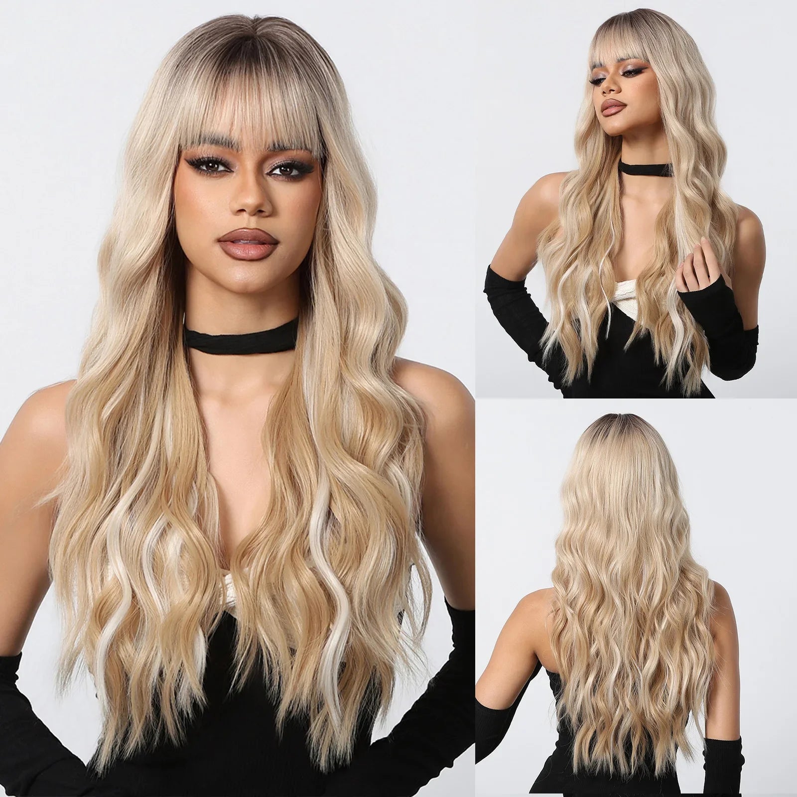 Copper Ginger Long Wavy Synthetic Wigs