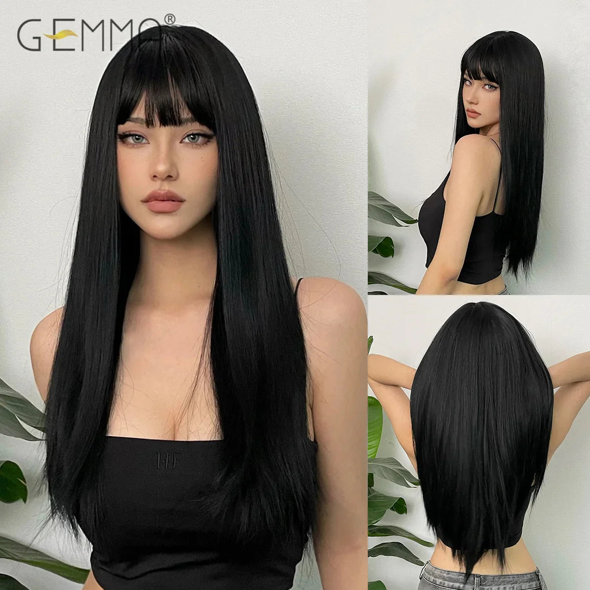 Synthetic Blonde Gray Long Straight Layered Wig