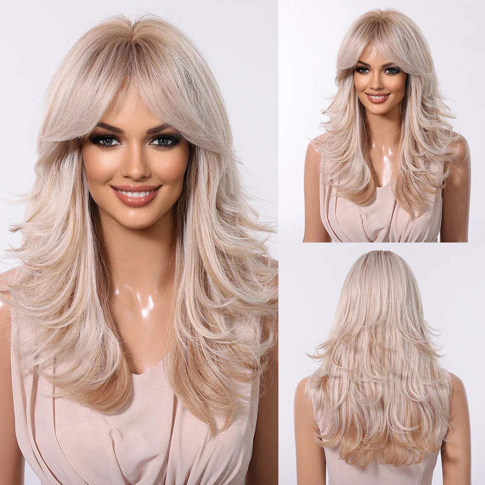 Brown Highlight Synthetic Wigs