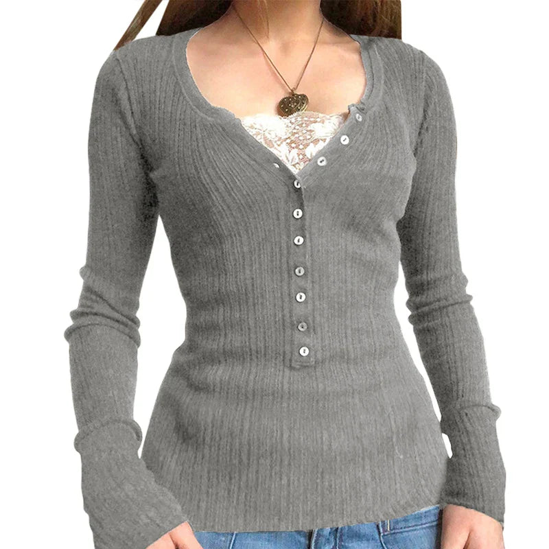 Vintage Long Sleeve Babydoll Knitted Sweater Tops