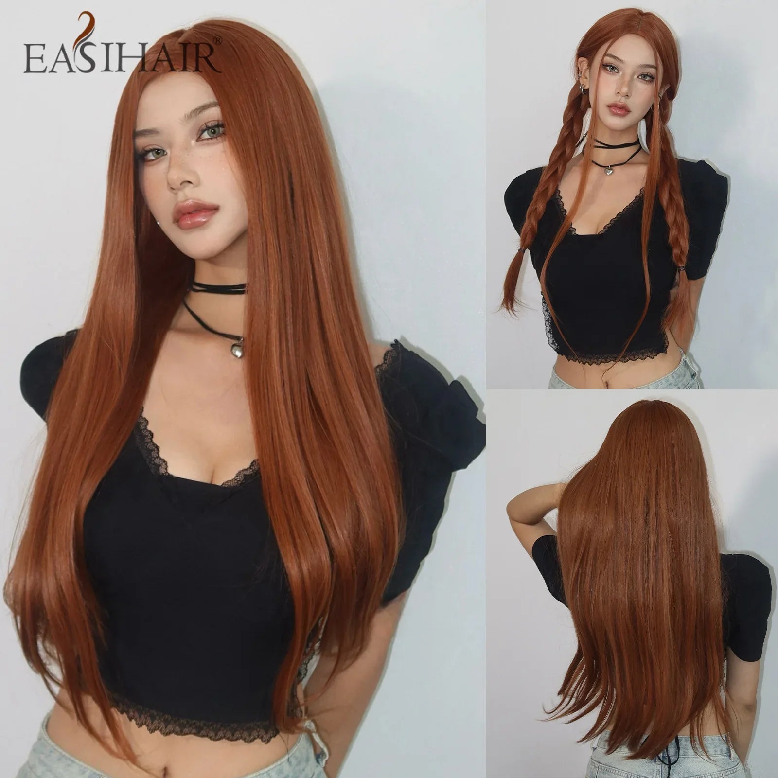 Straight Dark Brown Synthetic Wigs