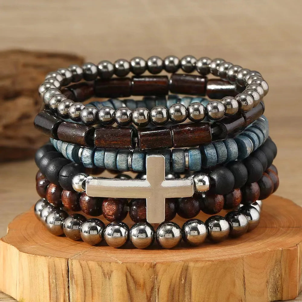 Cross Life Tree Vintage Bronze Ethnic Beads Bracelets