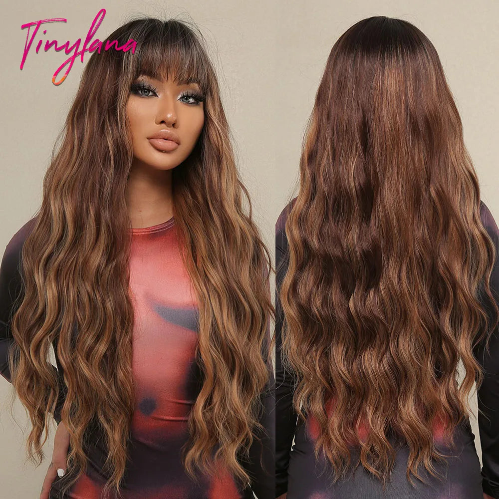 Super Long Curly Chocolate Brown Synthetic Hair Wigs