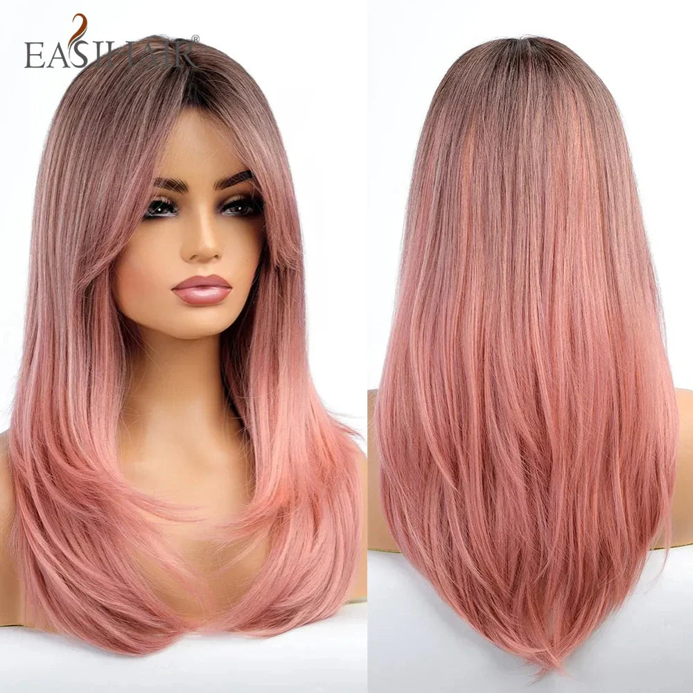 Blonde Golden Long Straight Synthetic Wigs